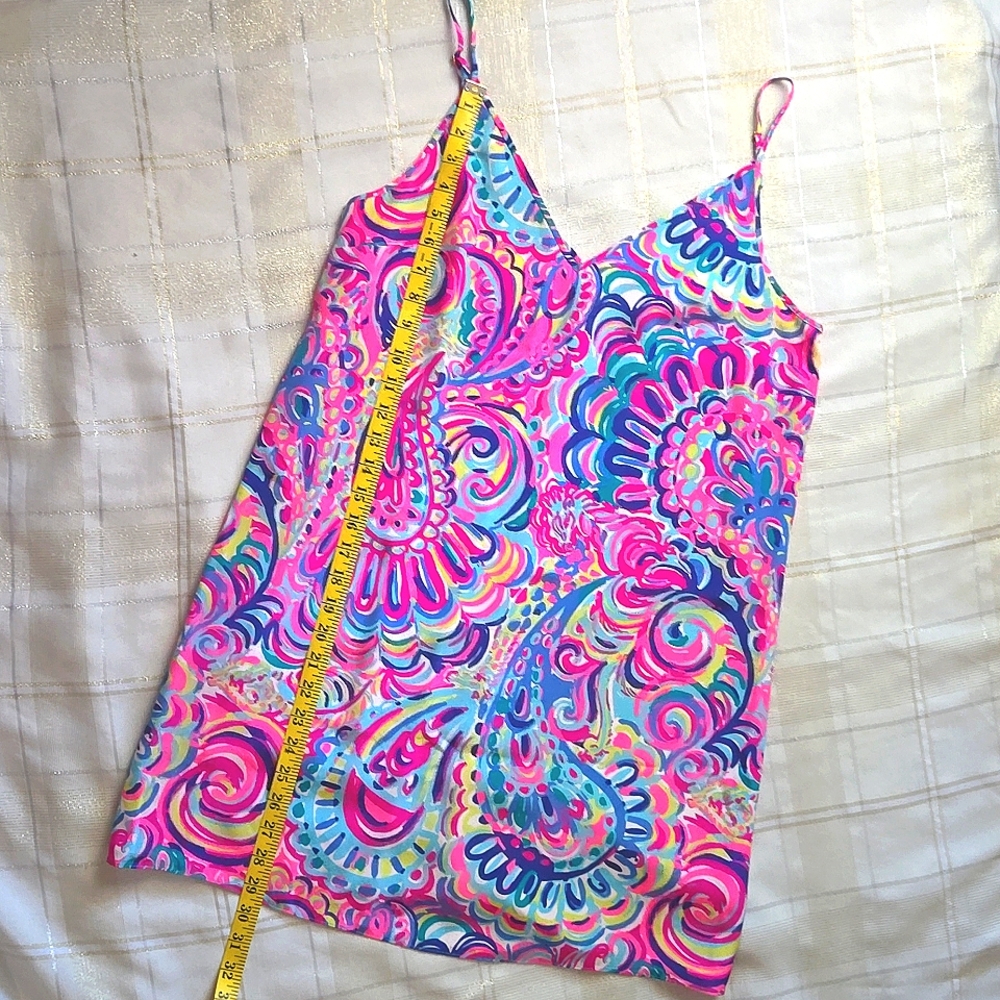 Lilly Pulitzer Silk Dress Psychedelic Sunshine Dusk Lela Mini Spaghetti Strap - Picture 12 of 12